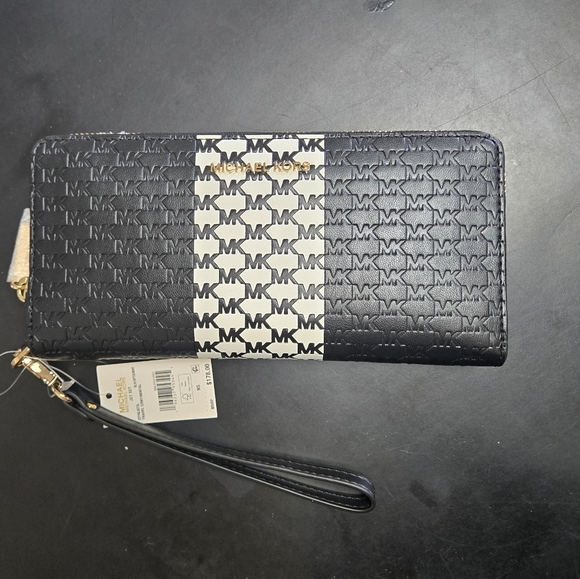 NWT Michael Kors womens jet set Continental black full zip wallet - Picture 4 of 10